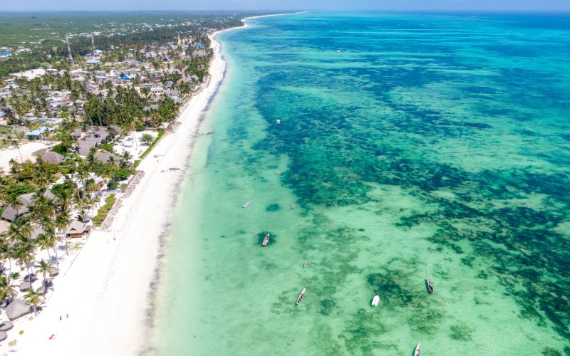An aerial view of the blissful Zanzibar region of Tanzania, East Africa